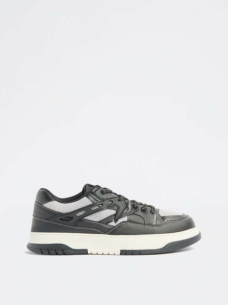 SOLEPLAY Black Mesh-Detailed Lace-Up Sneakers