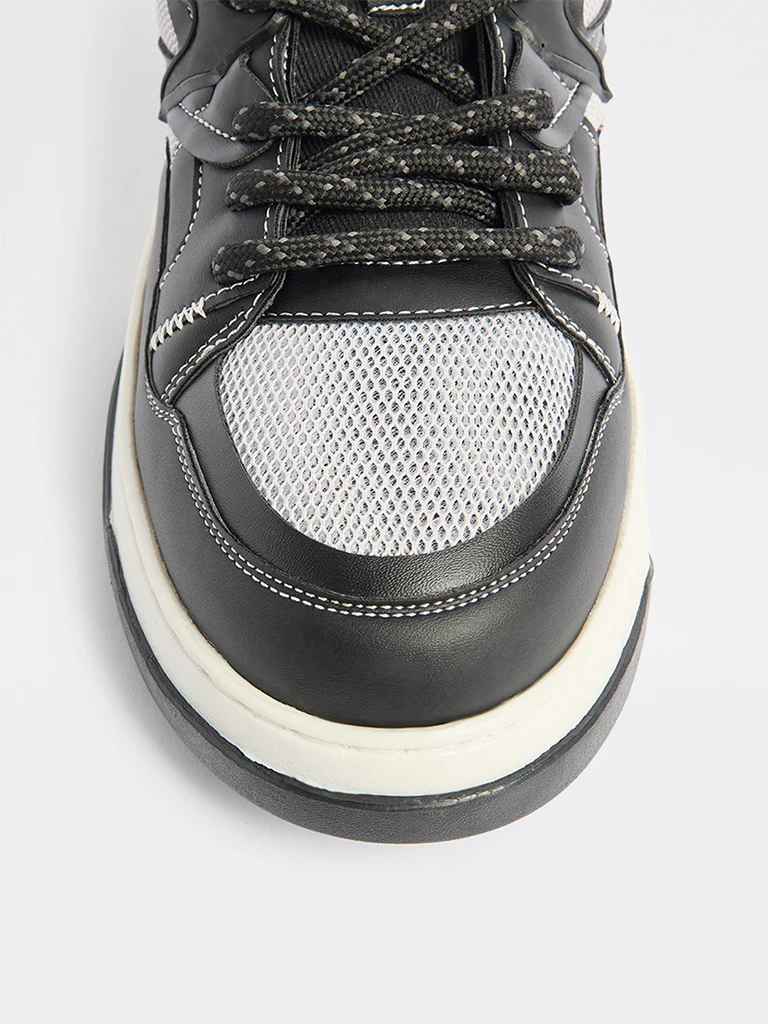 SOLEPLAY Black Mesh-Detailed Lace-Up Sneakers - Image 3