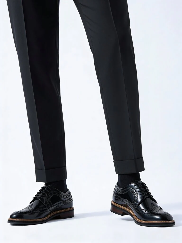 SOLEPLAY Black Perforated Brogues Leather Shoes