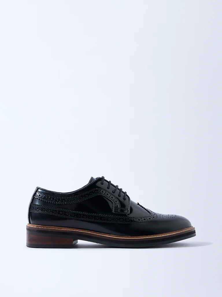 SOLEPLAY Black Perforated Brogues Leather Shoes - Image 2