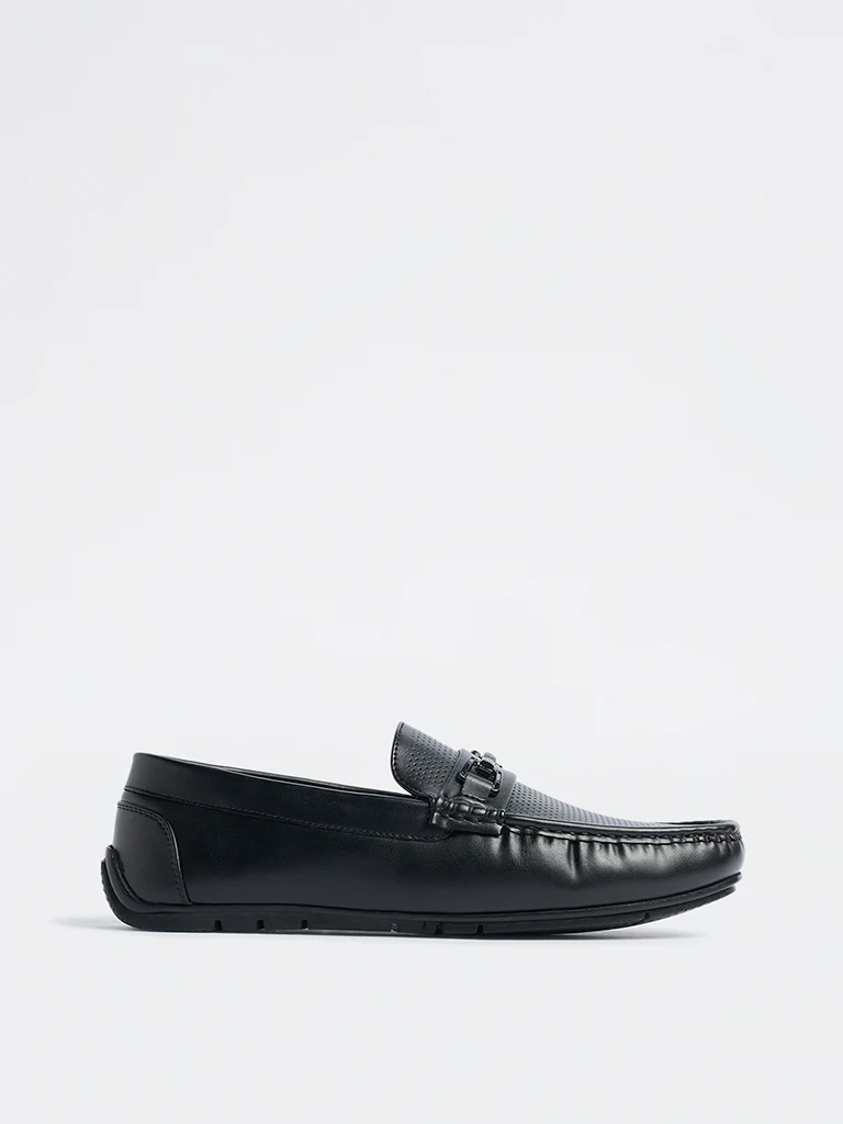 SOLEPLAY Black Perforated Penny Loafers - Image 2