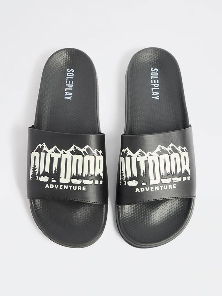 SOLEPLAY Black Printed Pool Slides - Image 2