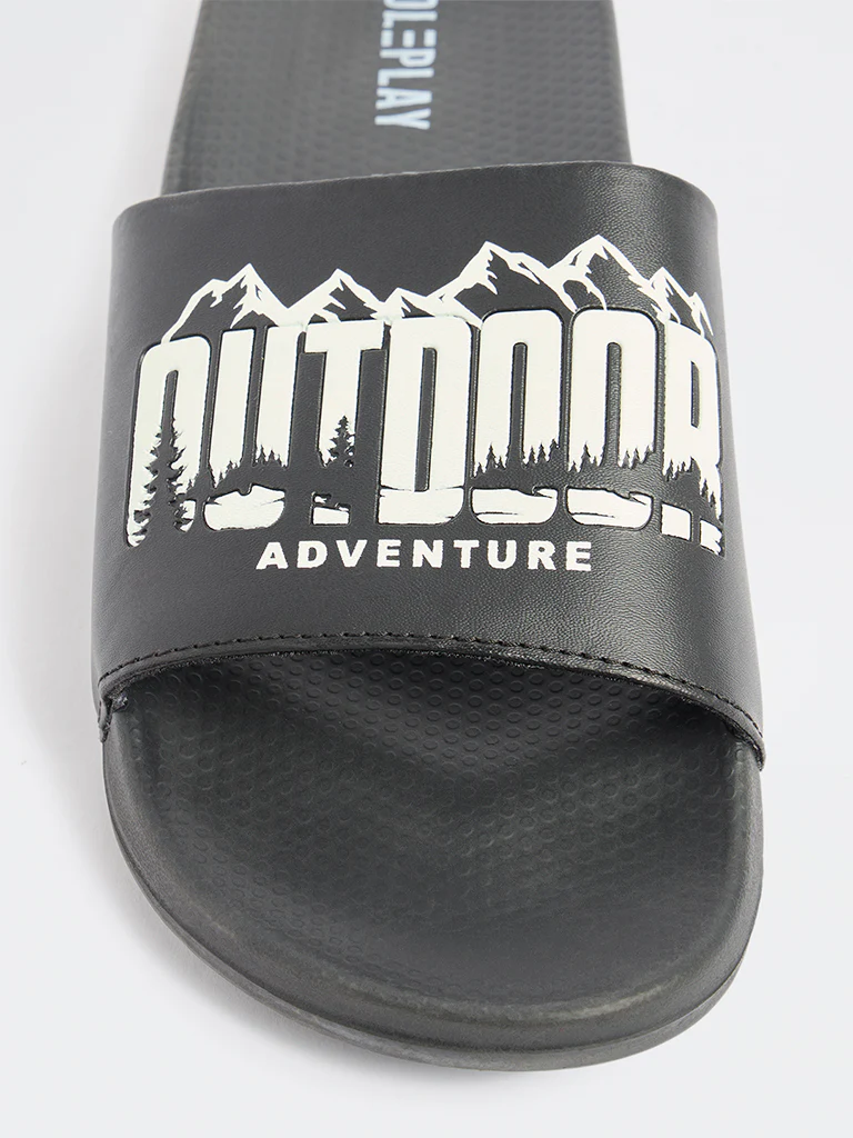 SOLEPLAY Black Printed Pool Slides - Image 3