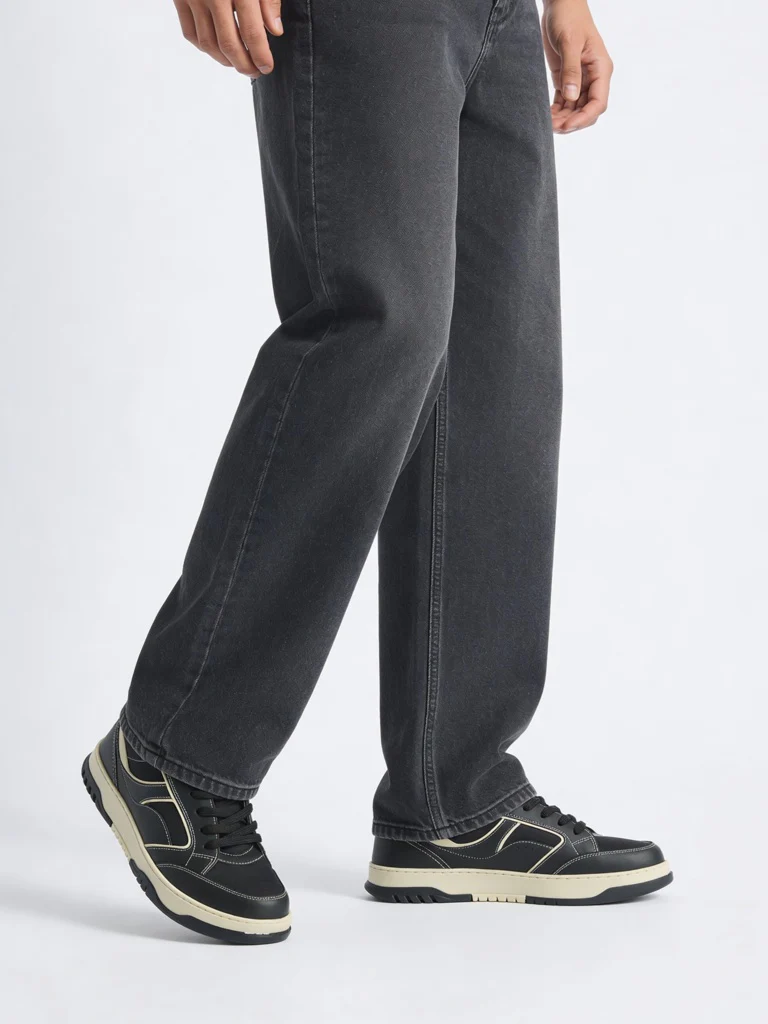 SOLEPLAY Black Textured Lace-Up Sneakers