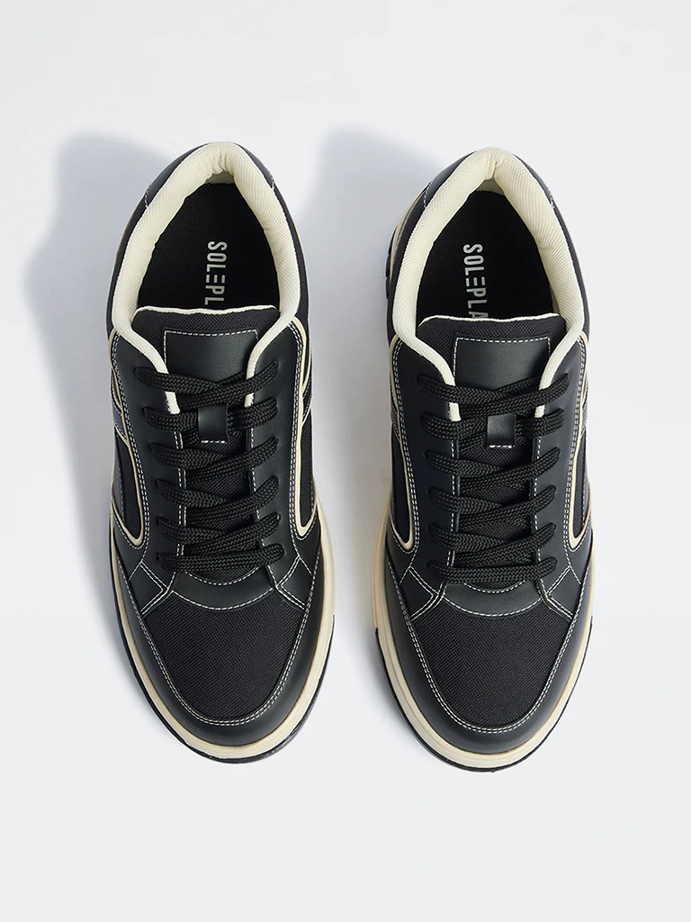 SOLEPLAY Black Textured Lace-Up Sneakers - Image 3