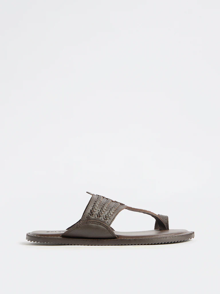 SOLEPLAY Brown Braided-Detailed Kolhapuri Sandals - Image 2