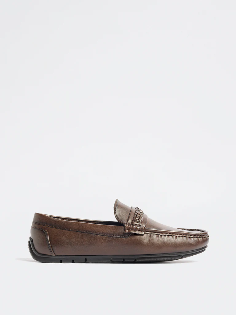 SOLEPLAY Brown Braided Penny Loafers - Image 2