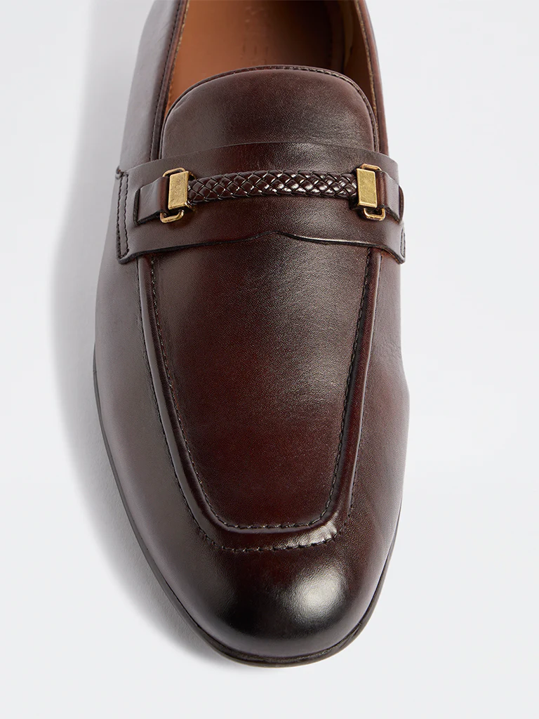 SOLEPLAY Brown Braided Penny Loafers - Image 3
