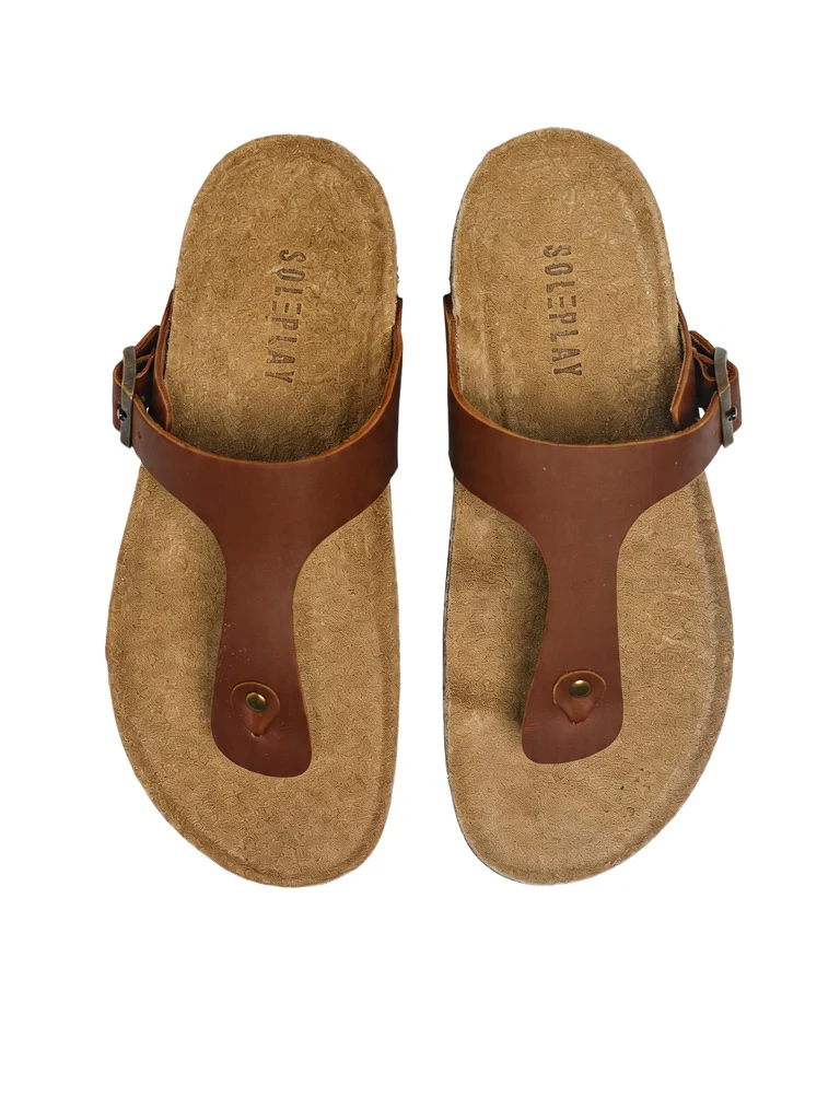 SOLEPLAY Brown Buckle-Detailed Thong Strap Sandals - Image 3