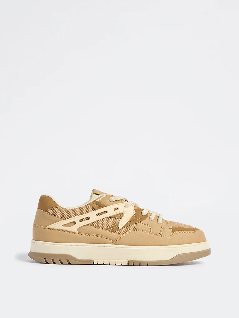 SOLEPLAY Brown Mesh-Detailed Lace-Up Sneakers