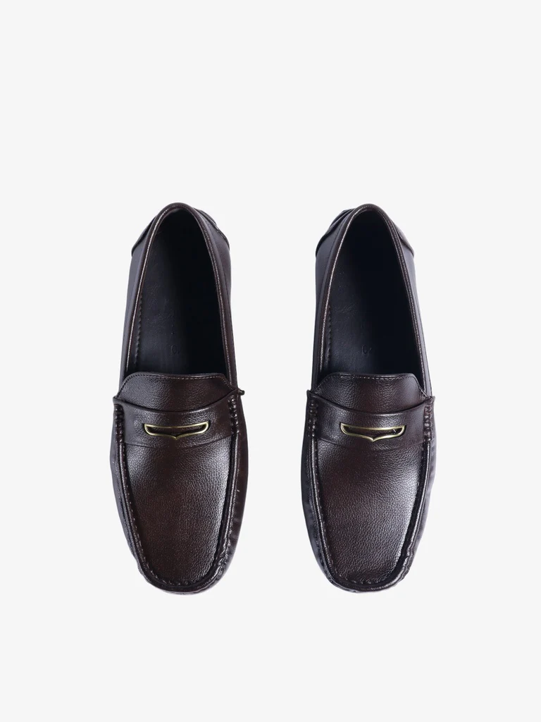 SOLEPLAY Brown Metal Accent Slip-On Loafers - Image 2