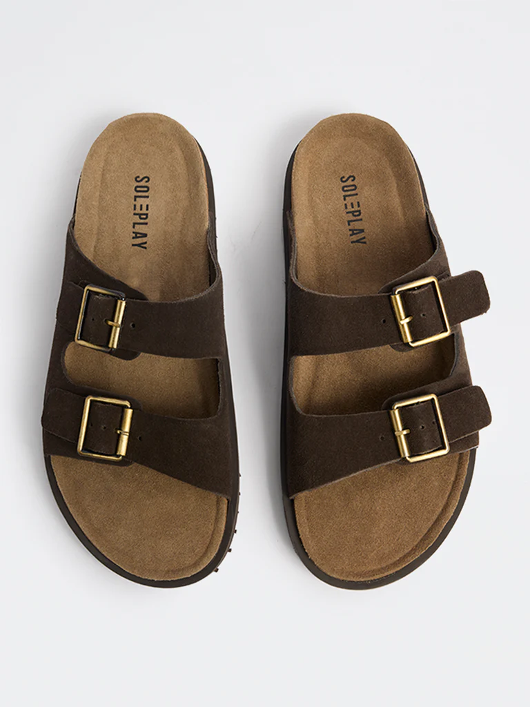 SOLEPLAY Brown Metallic Buckle-Detailed Sandals - Image 3