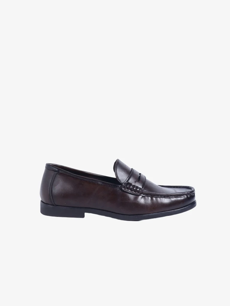 SOLEPLAY Brown Penny Leather Slip-On Loafers - Image 2