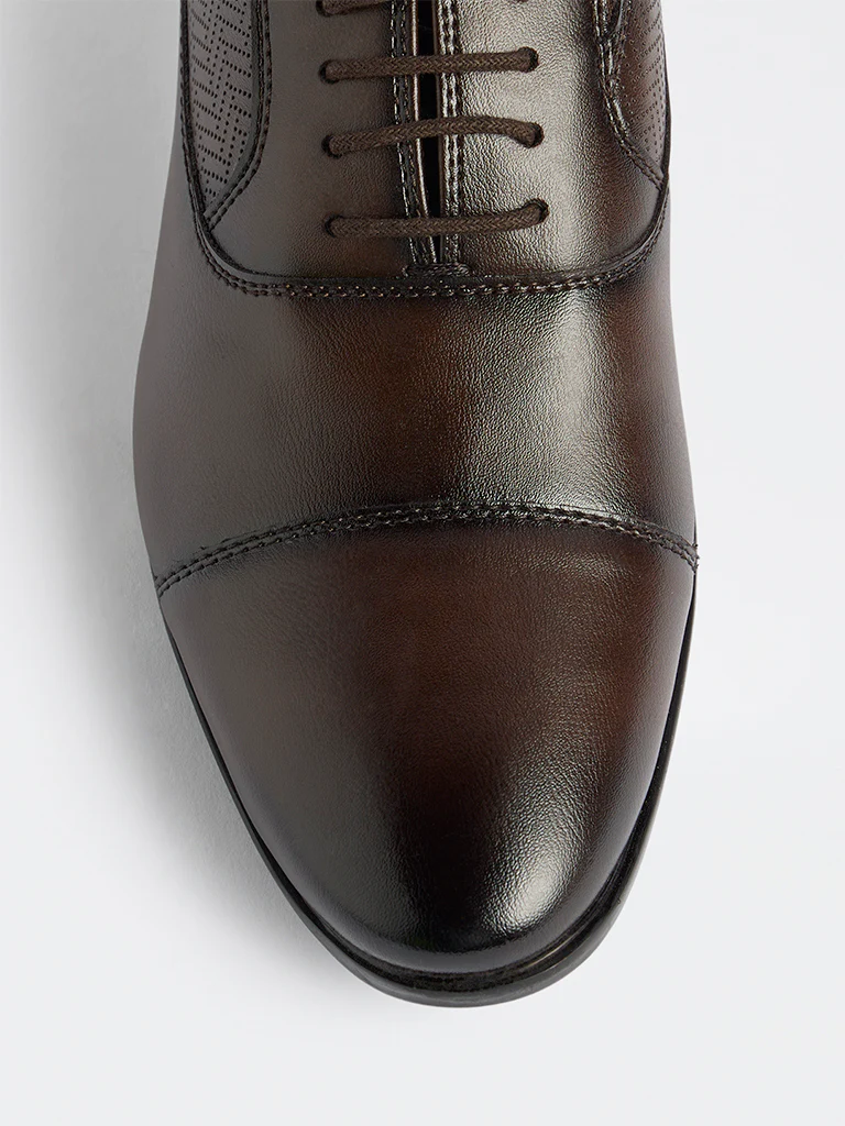 SOLEPLAY Brown Textured Oxford Shoes - Image 4