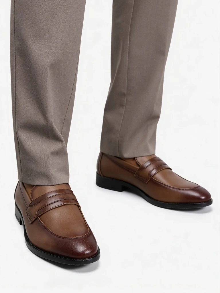 SOLEPLAY Brown Textured Slip-On Loafers
