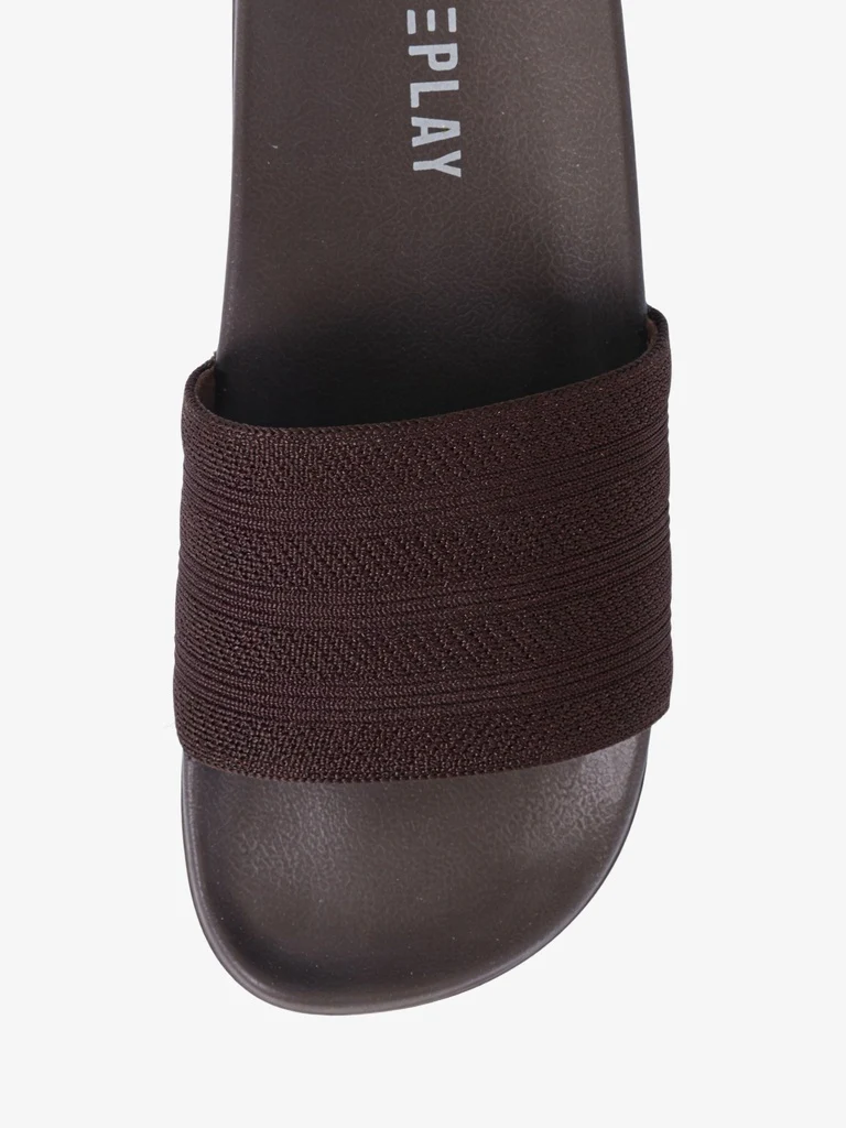 SOLEPLAY Brown Textured Slip-On Slides - Image 4