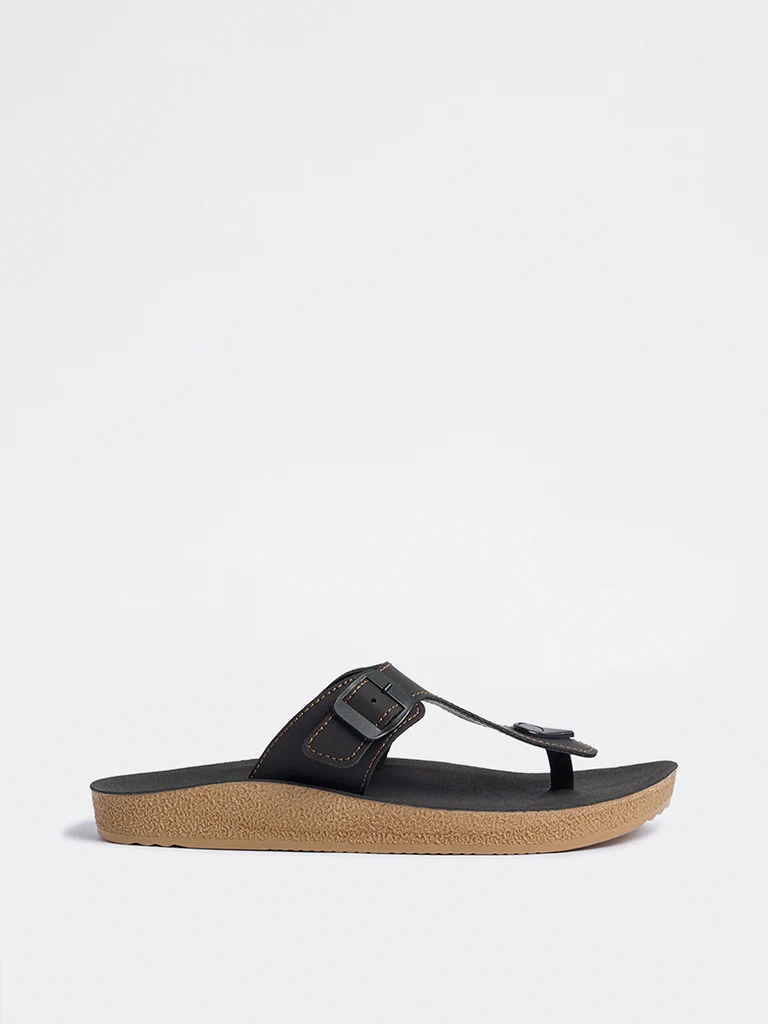 SOLEPLAY Dark Brown Buckle-Detailed Thong Strap Sandals - Image 2