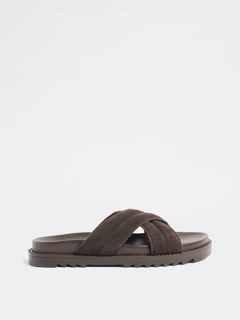SOLEPLAY Dark Brown Criss-Cross Suede Sandals - Image 2