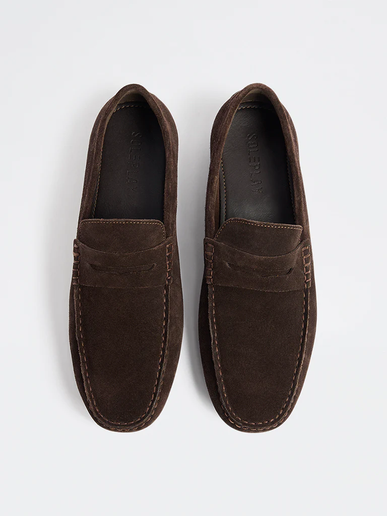 SOLEPLAY Dark Brown Penny Suede Loafers - Image 2