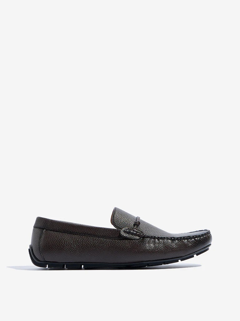 SOLEPLAY Dark Brown Solid Leather Loafers - Image 2