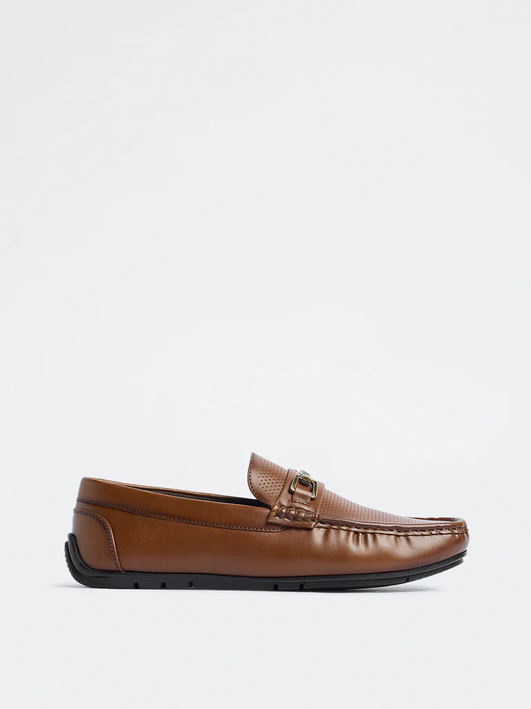 SOLEPLAY Dark Tan Perforated Penny Loafers - Image 2