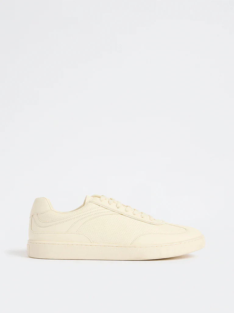 SOLEPLAY Ivory Perforated Lace-Up Sneakers - Image 2