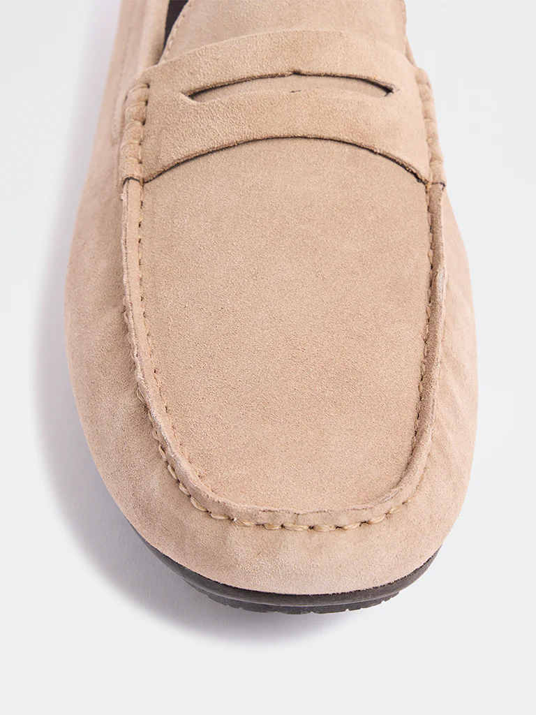 SOLEPLAY Light Beige Penny Suede Loafers - Image 3