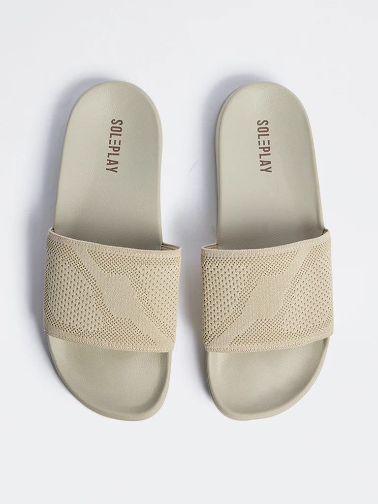 SOLEPLAY Light Taupe Textured Pool Slides - Image 2