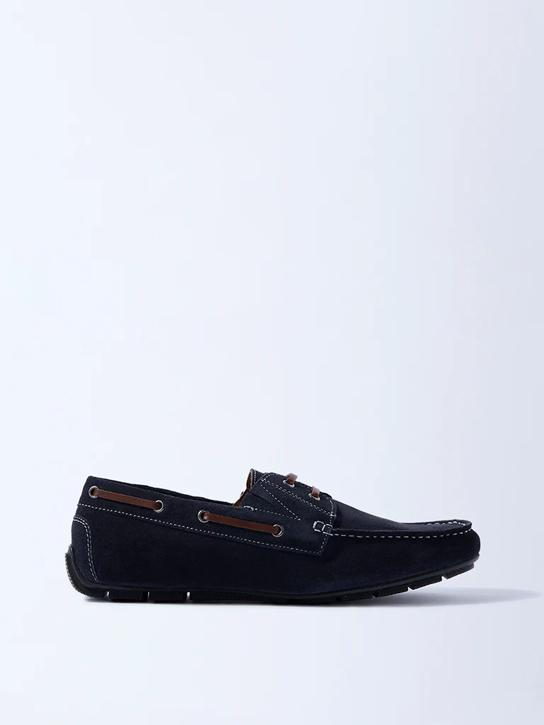 SOLEPLAY Navy Lace-Detailed Suede Loafers