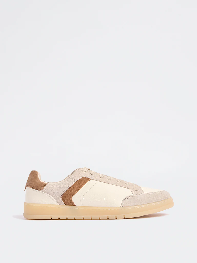 SOLEPLAY Off-White Mesh Detailed Lace-Up Sneakers