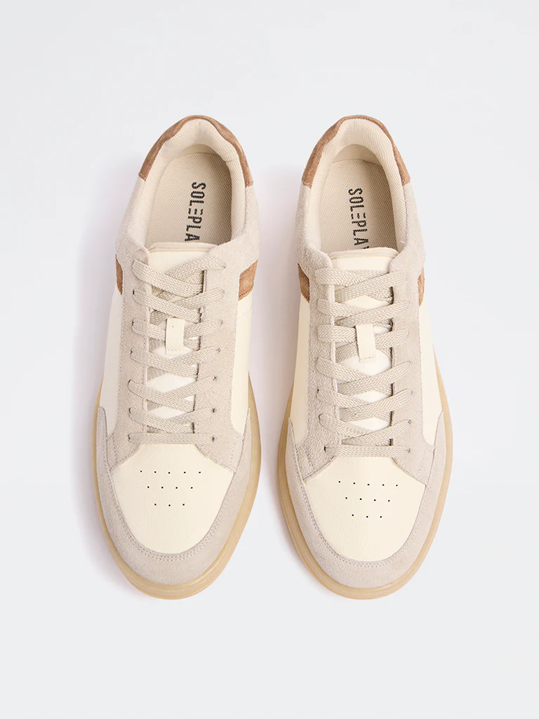 SOLEPLAY Off-White Mesh Detailed Lace-Up Sneakers - Image 2