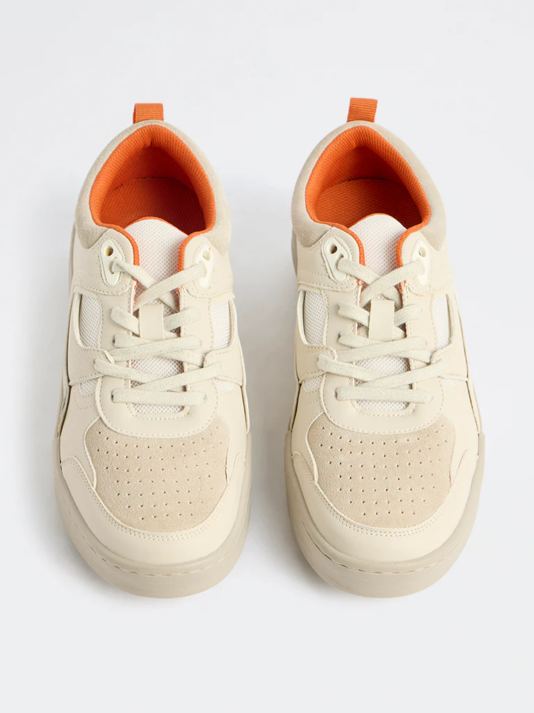 SOLEPLAY Off-White Perforated Lace-Up Sneakers - Image 3