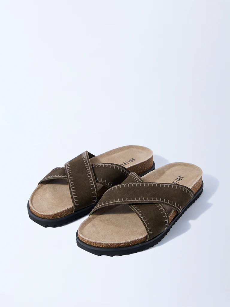 SOLEPLAY Olive Criss-Cross Strap Leather Sandals - Image 2