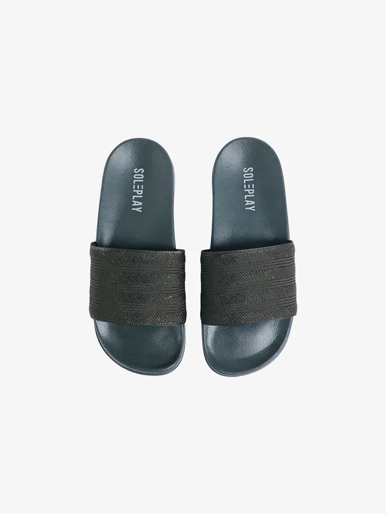 SOLEPLAY Olive Knit-Textured Pool Slides - Image 2