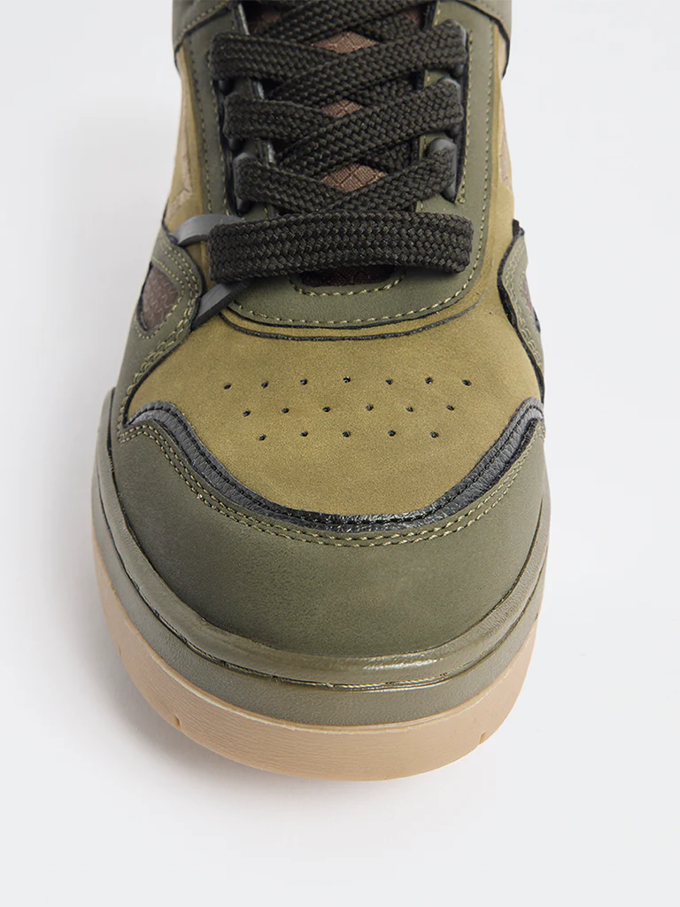 SOLEPLAY Olive Peforated High-Top Sneakers - Image 3