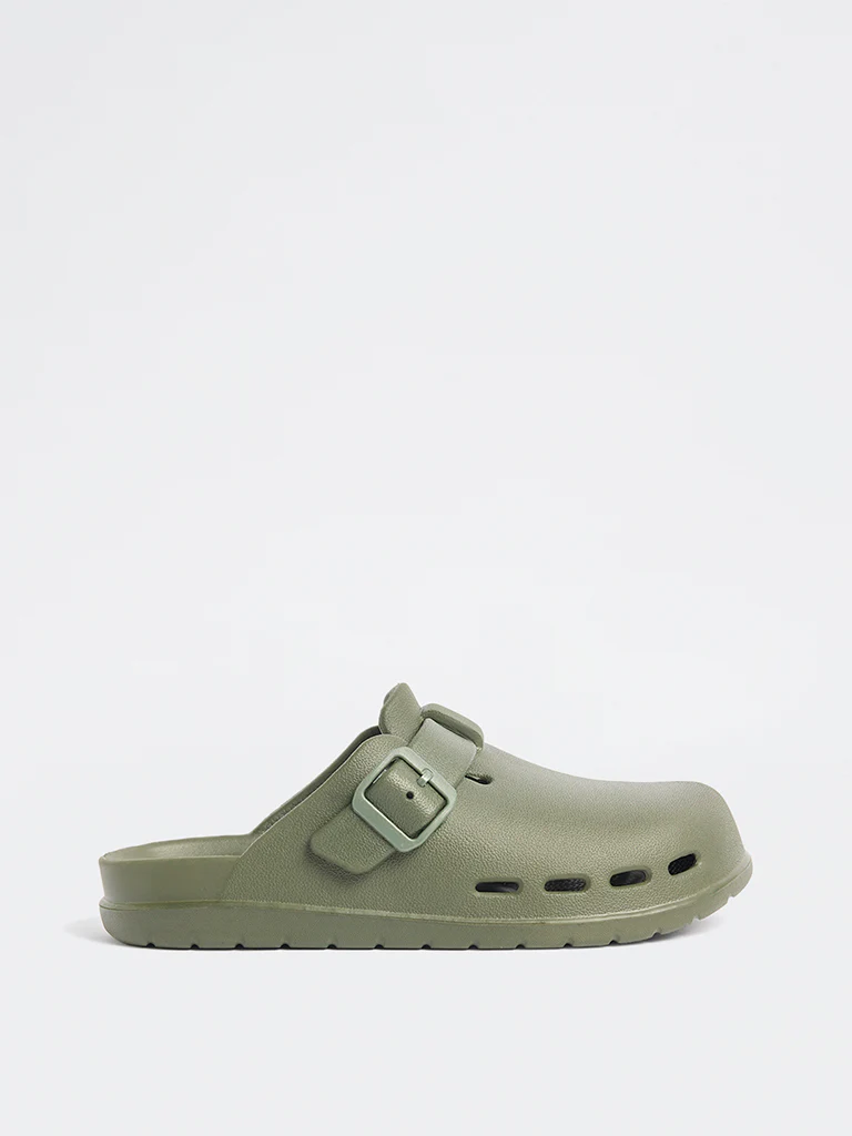 SOLEPLAY Olive Perforated Clog Sandals - Image 2