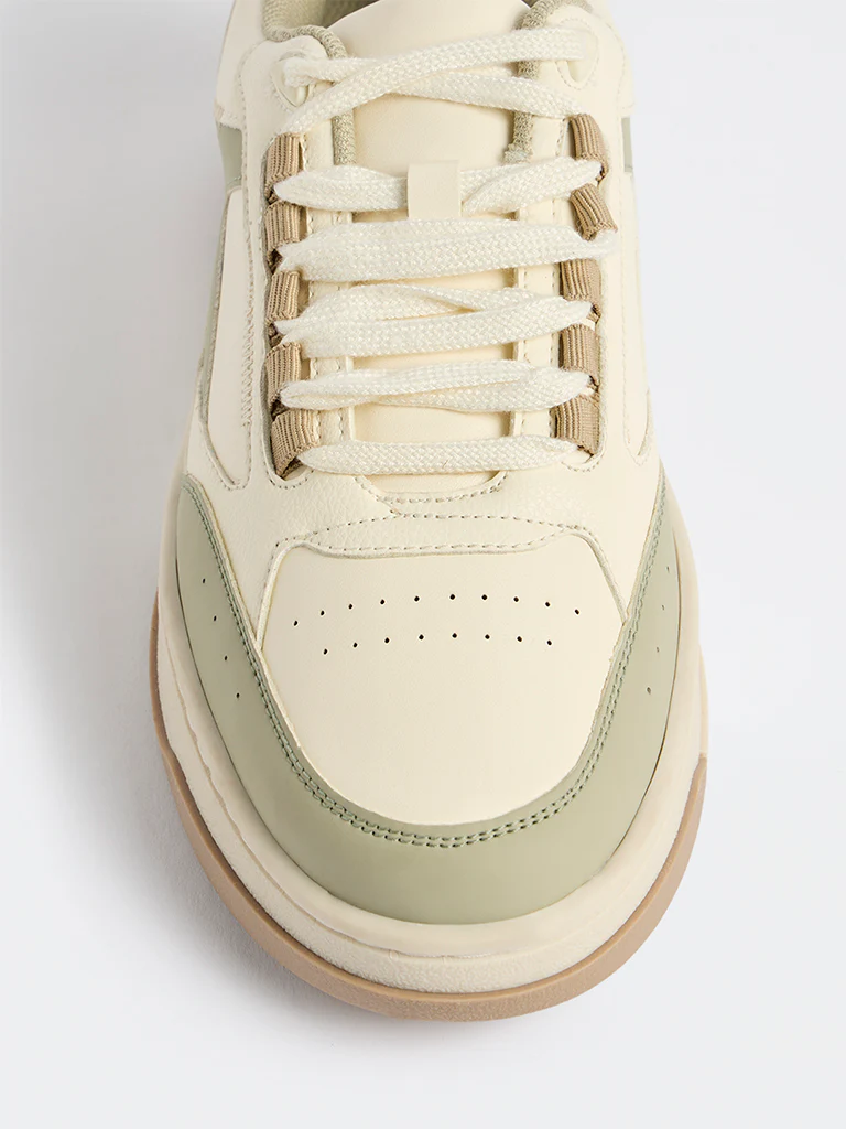 SOLEPLAY Sage Green Perforated Lace-Up Sneakers - Image 4