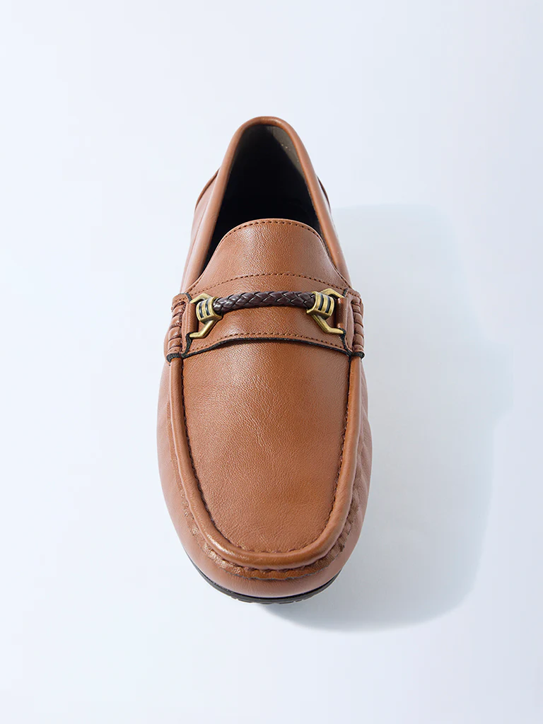 SOLEPLAY Tan Braid-Detailed Loafers - Image 3