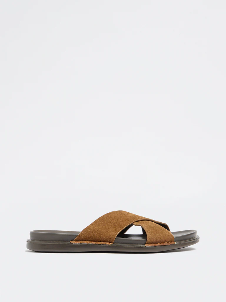 SOLEPLAY Tan Criss-Cross Strap Suede Sandals