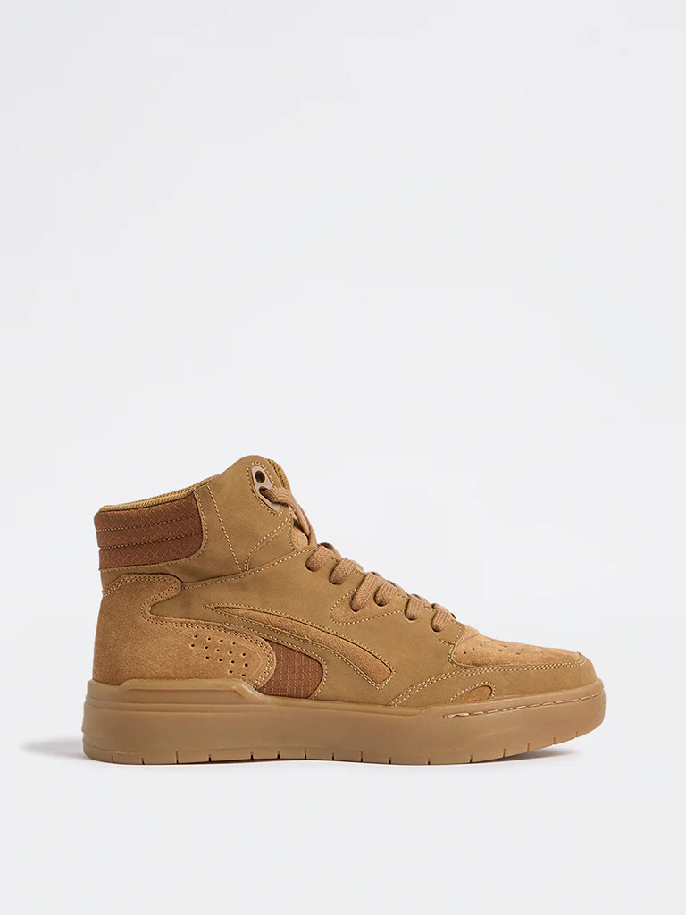 SOLEPLAY Tan Peforated Suede Lace-Up Sneakers - Image 2