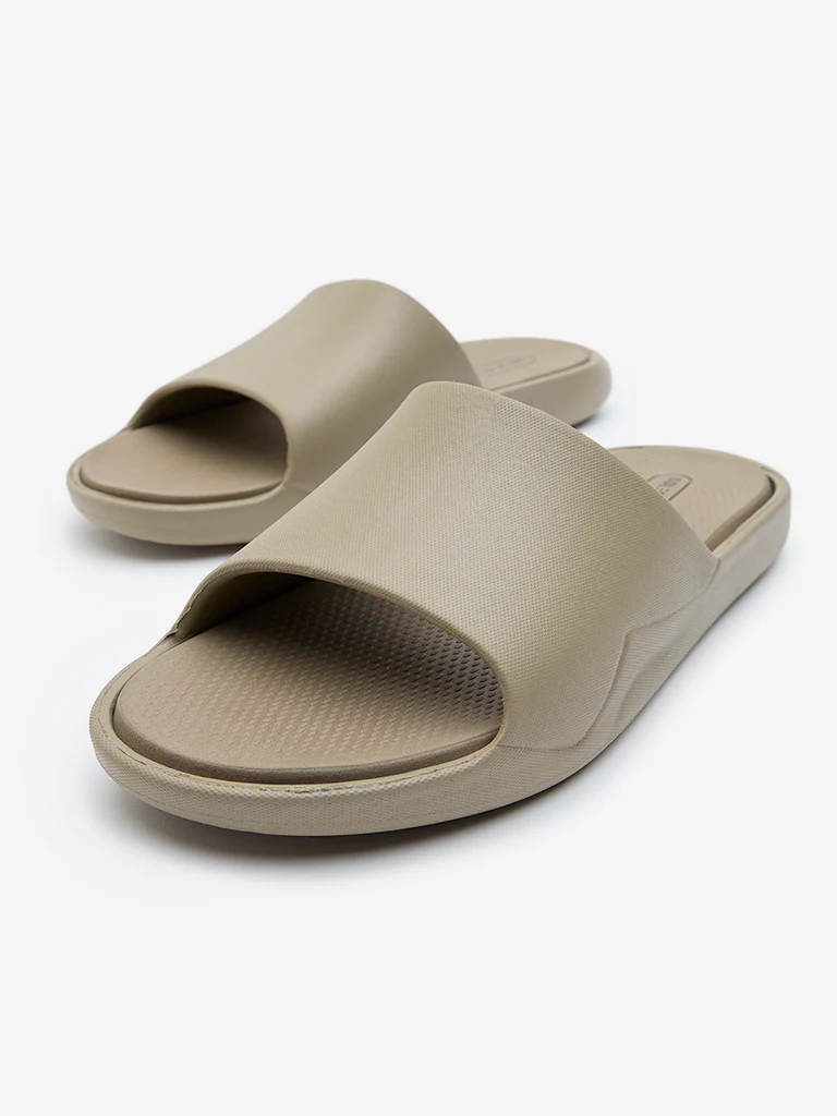 SOLEPLAY Taupe Solid Pool Slides - Image 4