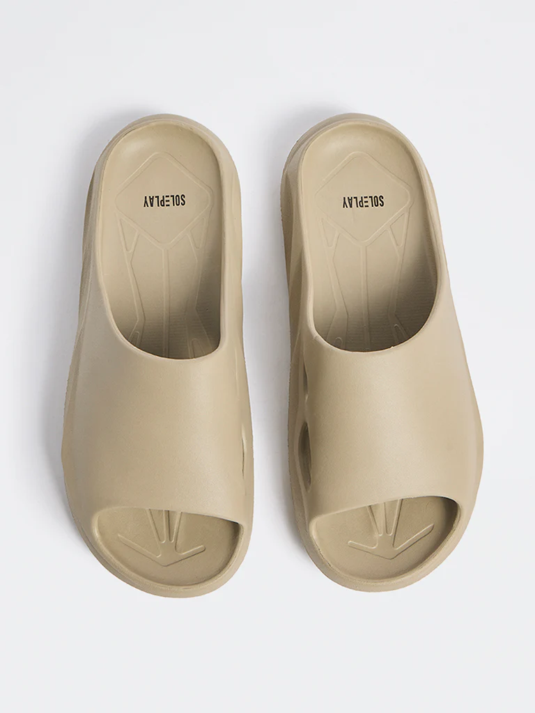 SOLEPLAY Taupe Sports Slides - Image 3