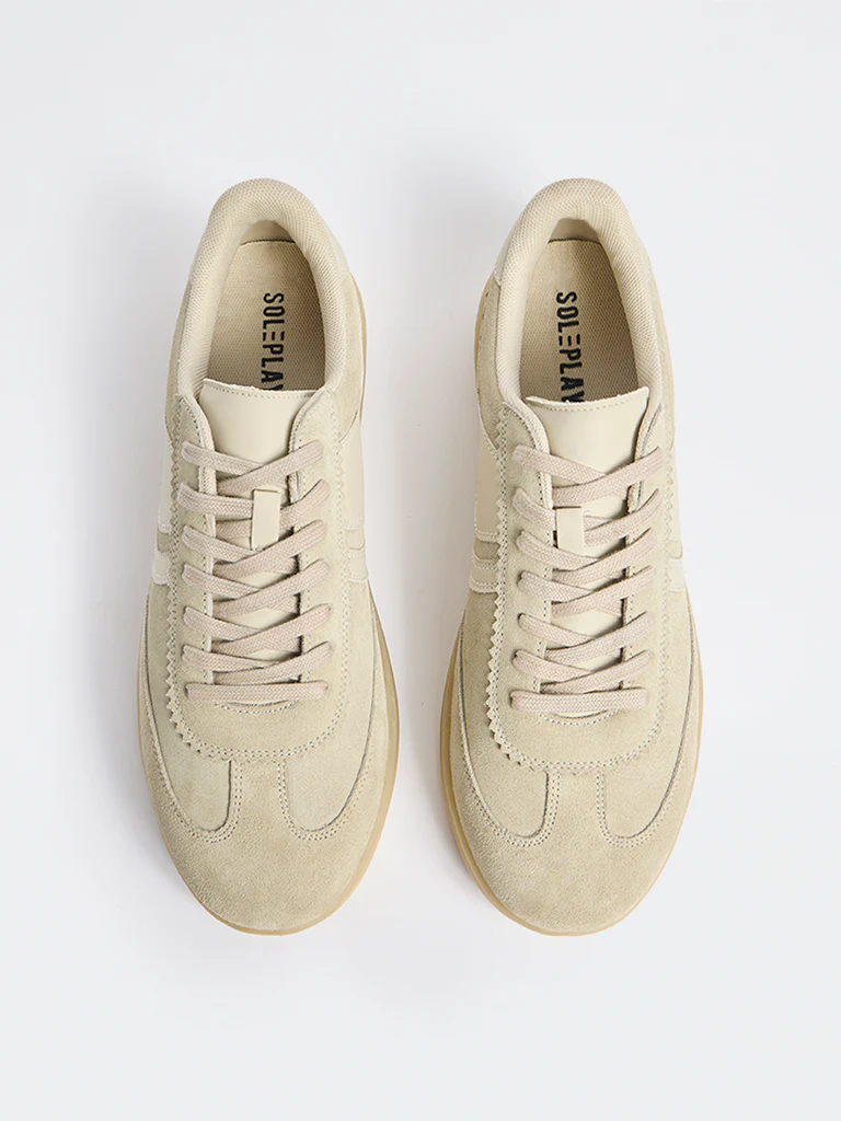 SOLEPLAY Taupe Suede Lace-Up Sneakers - Image 3