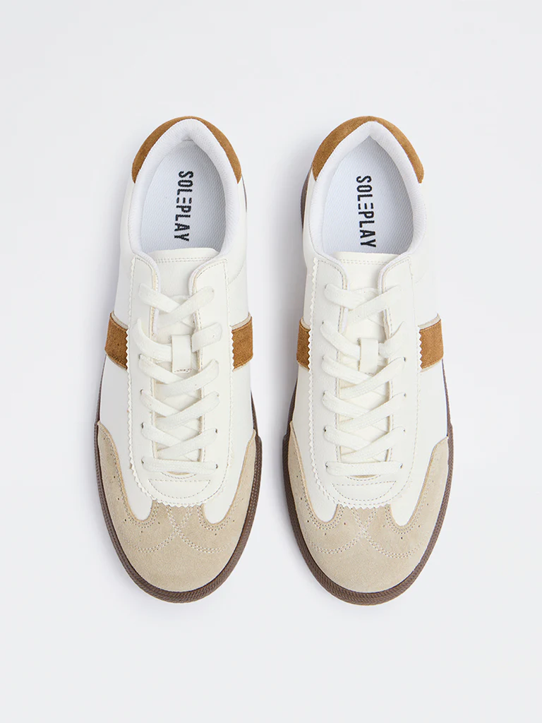 SOLEPLAY White Colour-Blocked Lace-Up Sneakers - Image 3