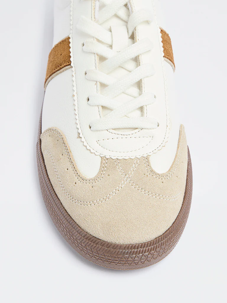 SOLEPLAY White Colour-Blocked Lace-Up Sneakers - Image 4