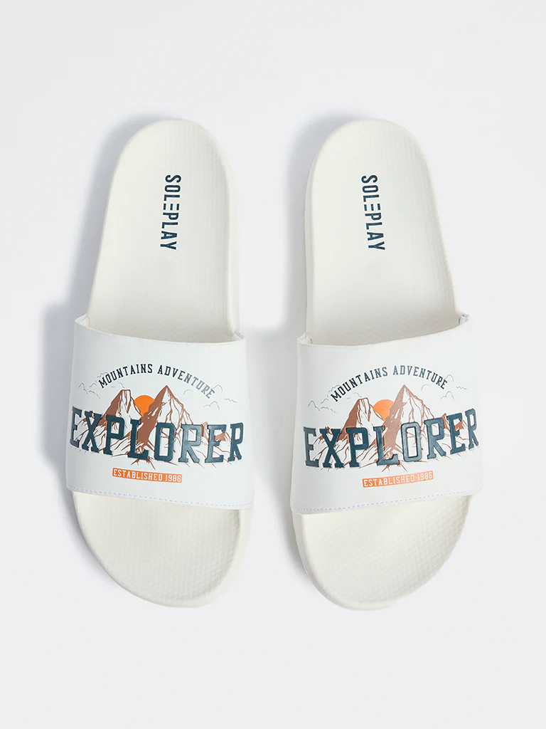 SOLEPLAY White Graphic Design Pool Slides - Image 3