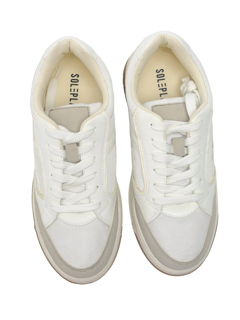 SOLEPLAY White Mesh Detailed Lace-Up Sneakers - Image 3
