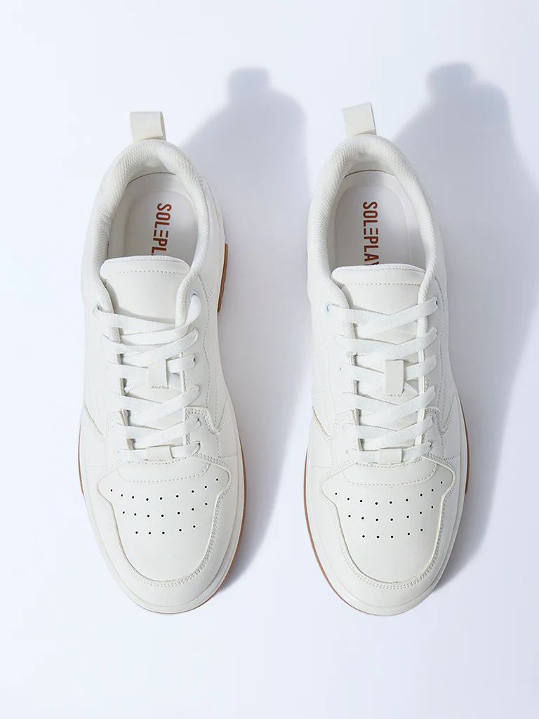 SOLEPLAY White Perforated Lace-Up Sneakers - Image 3