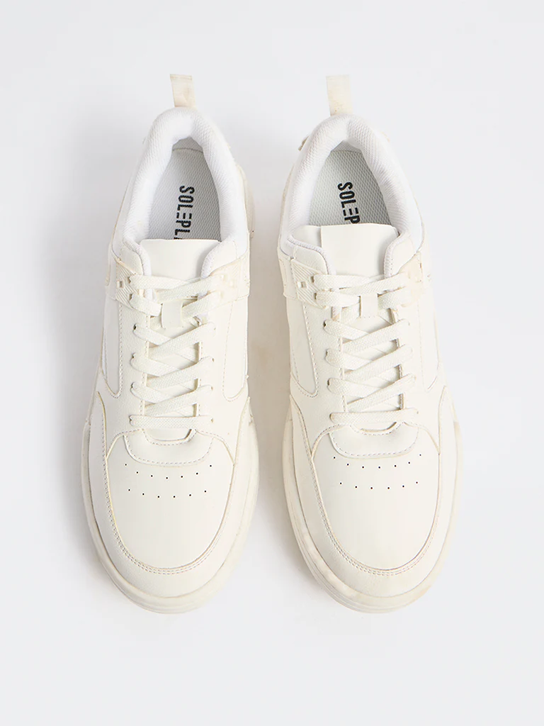 SOLEPLAY White Perforated Lace-Up Sneakers - Image 3