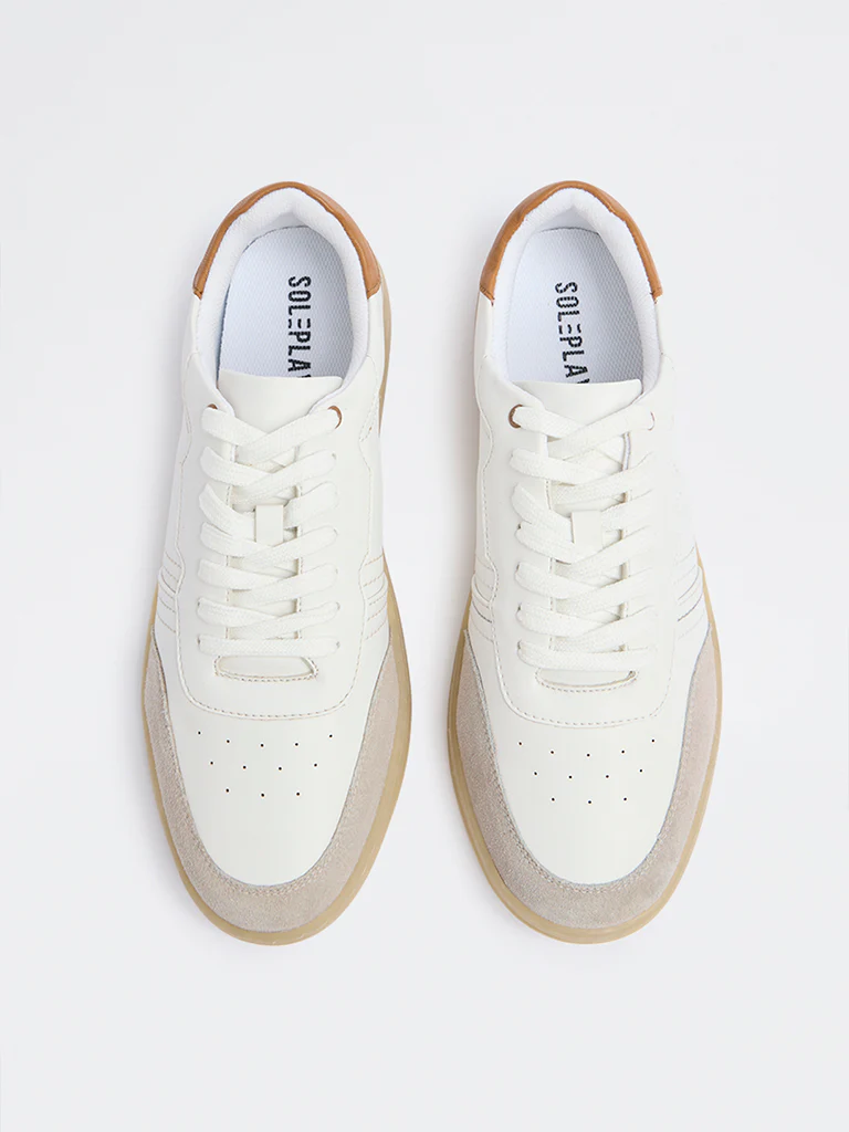 SOLEPLAY White Perforated Lace-Up Sneakers - Image 3
